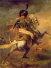 un ufficiale della guardia imperiale a cavallo all'attacco 